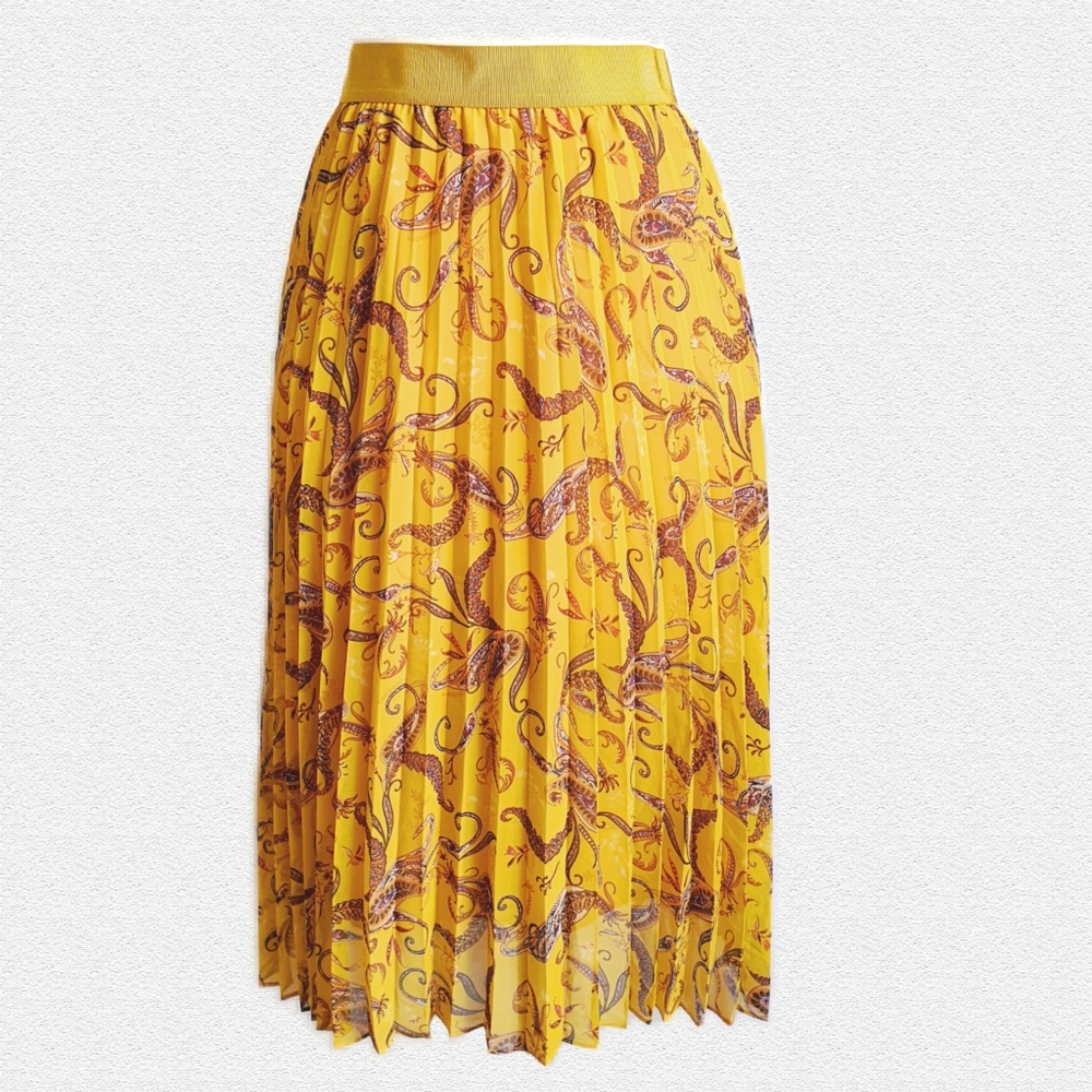 VERONIKA MAINE Pleated Maxi Skirt with Paisley Print Size 14 - Picture 3 of 6